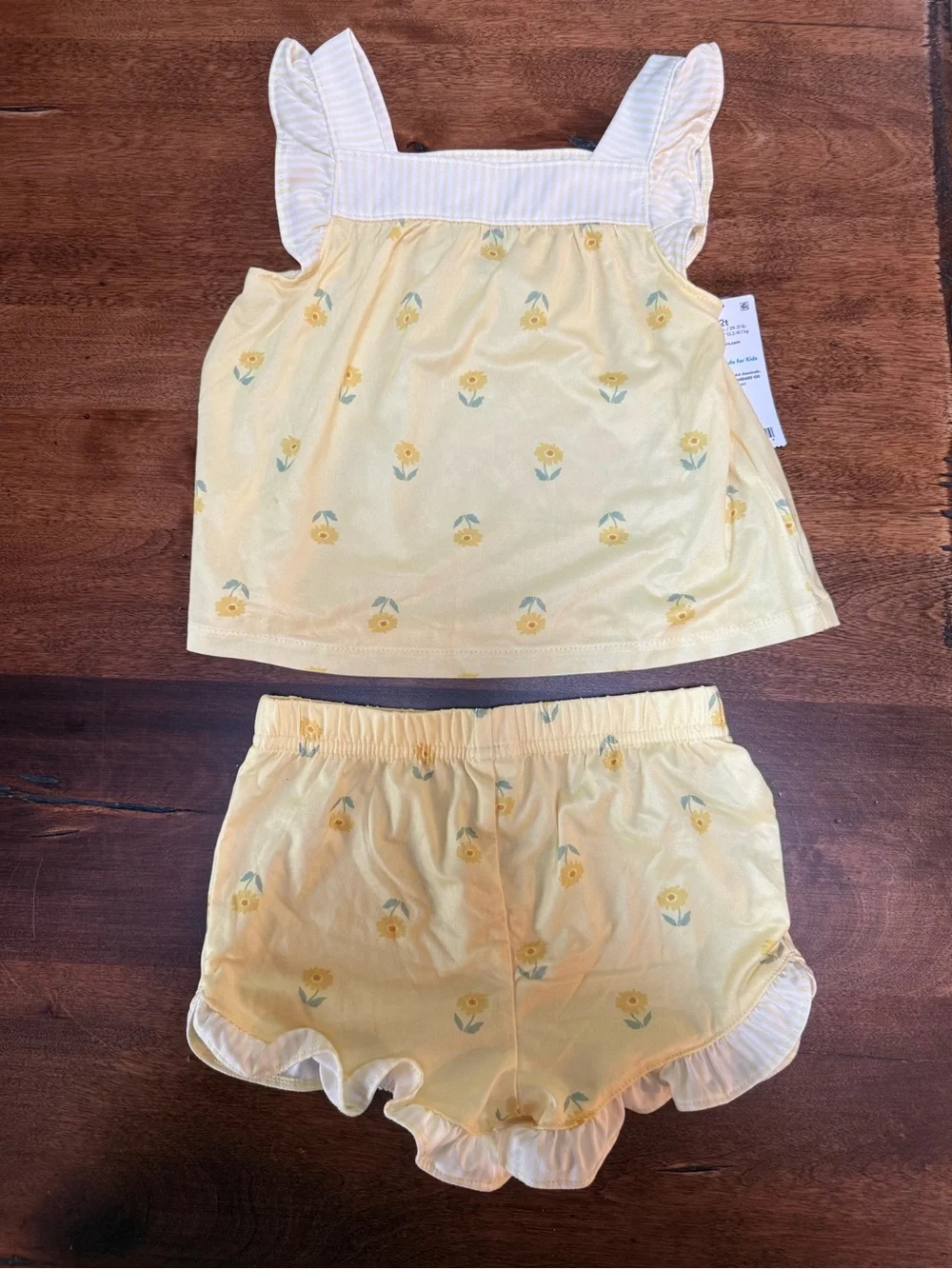 Yellow Floral Ruffle Tank & Shorts Set - Carters